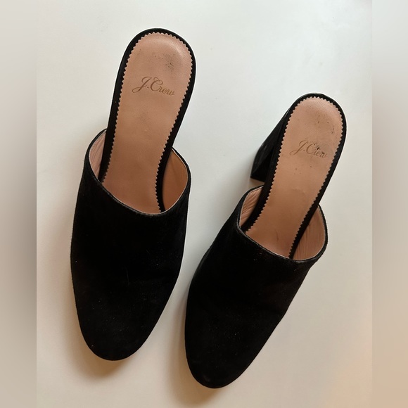 EUC - J. Crew Sophie Black Suede Block Heel Slip On Mules - Picture 5 of 9
